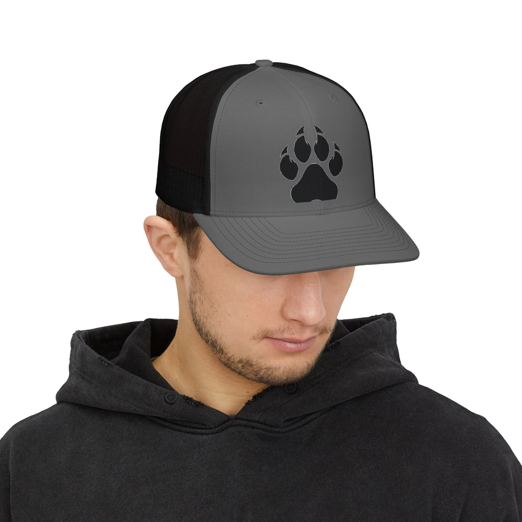 Bear Paw Trucker Cap — Embroidered Wildlife Snapback