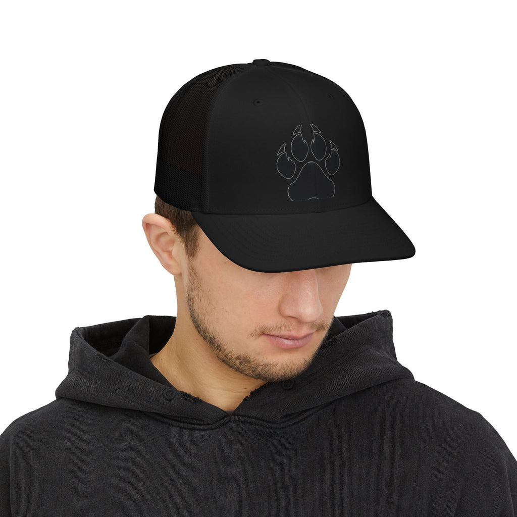 Bear Paw Trucker Cap — Embroidered Wildlife Snapback