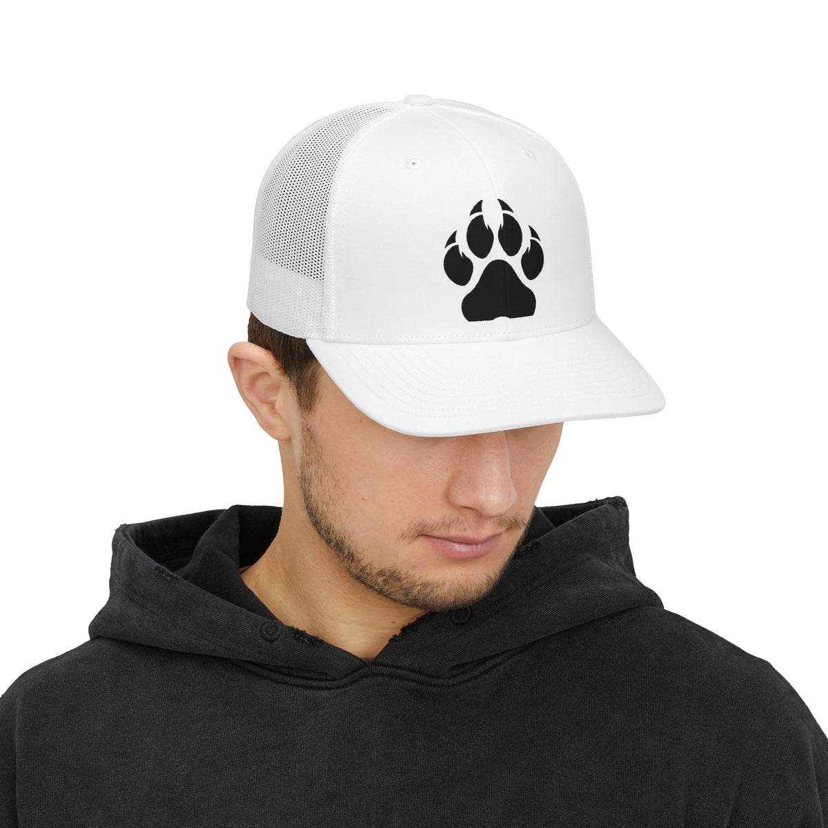 Bear Paw Trucker Cap — Embroidered Wildlife Snapback