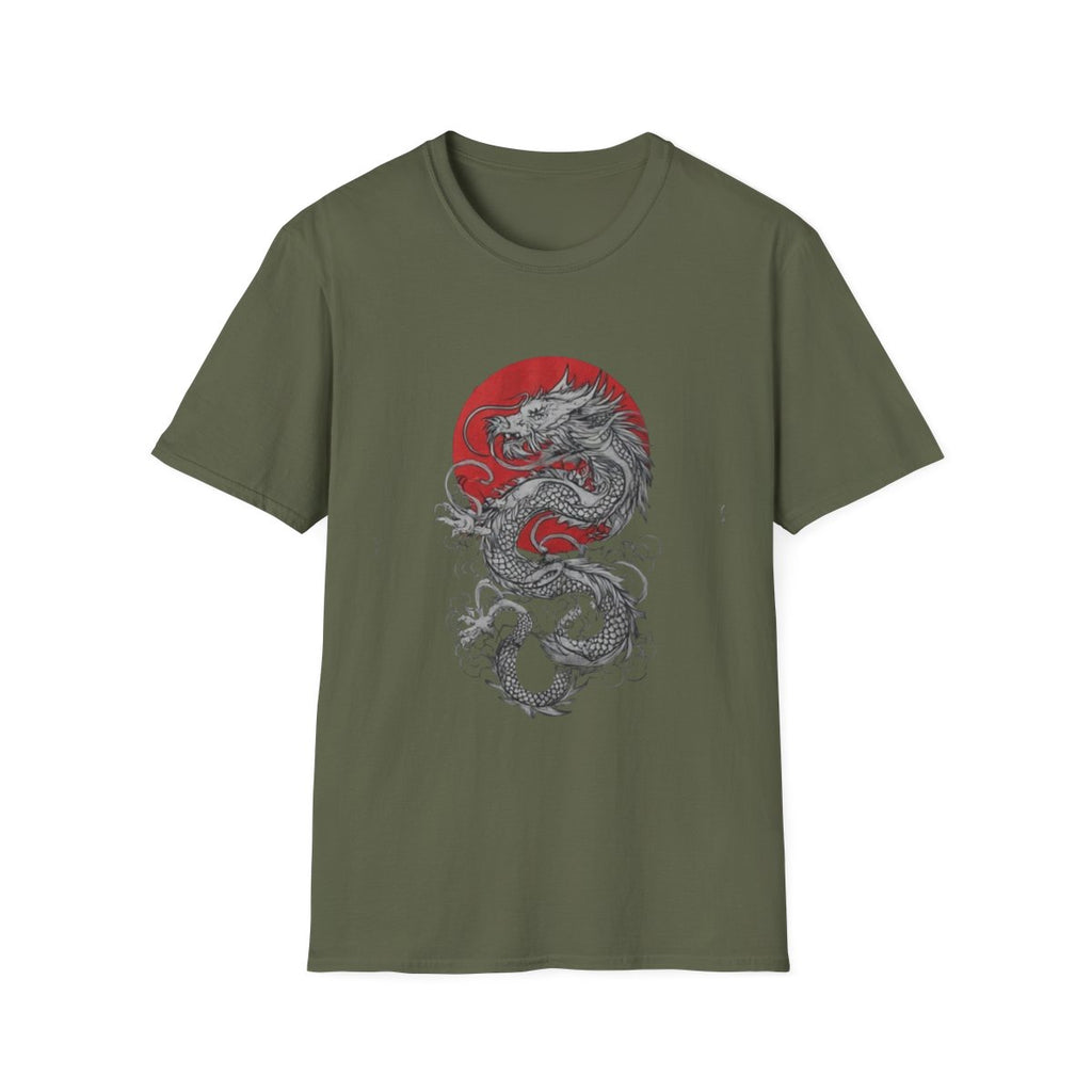 Dragon Circle T-Shirt — Japanese Red Sun Asian Dragon Graphic Tee