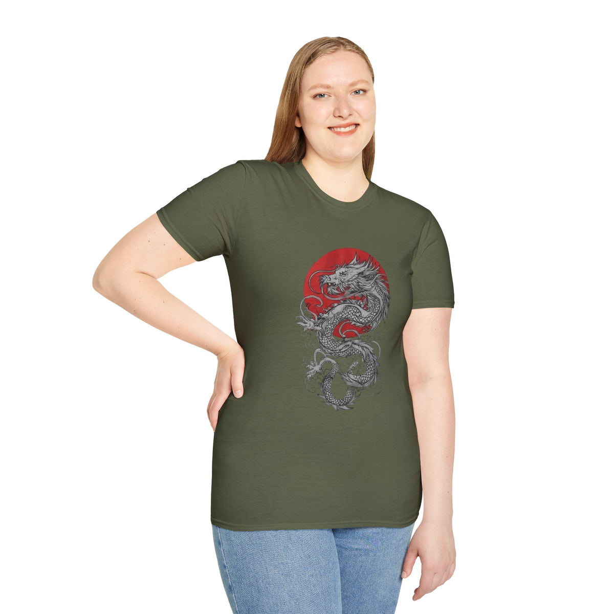 Dragon Circle T-Shirt — Japanese Red Sun Asian Dragon Graphic Tee