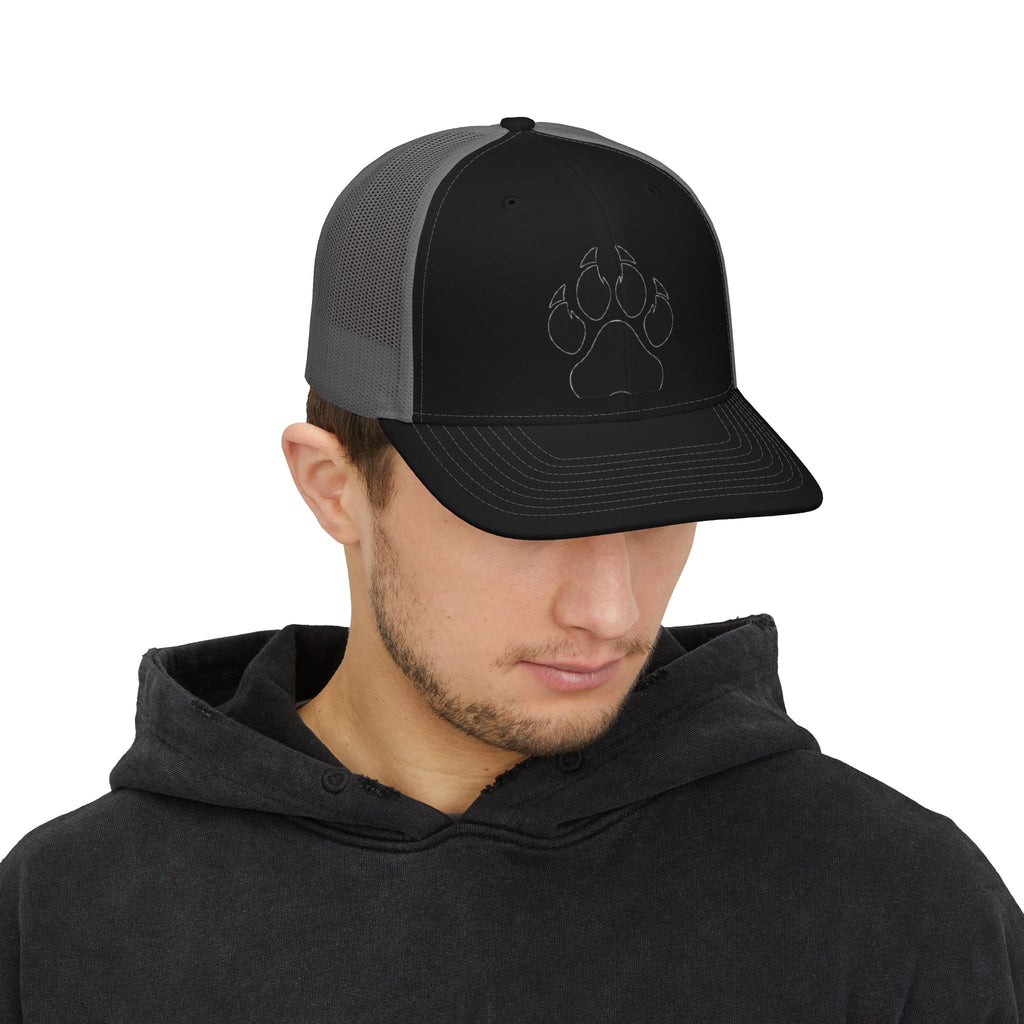 Bear Paw Trucker Cap — Embroidered Wildlife Snapback