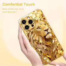 Majestic Golden Lion Metallic Glass Phone Case