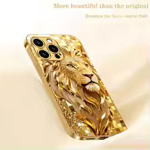 Majestic Golden Lion Metallic Glass Phone Case